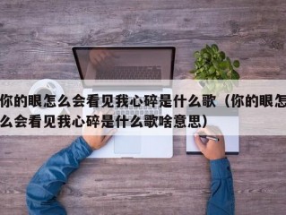 你的眼怎么会看见我心碎是什么歌（你的眼怎么会看见我心碎是什么歌啥意思）